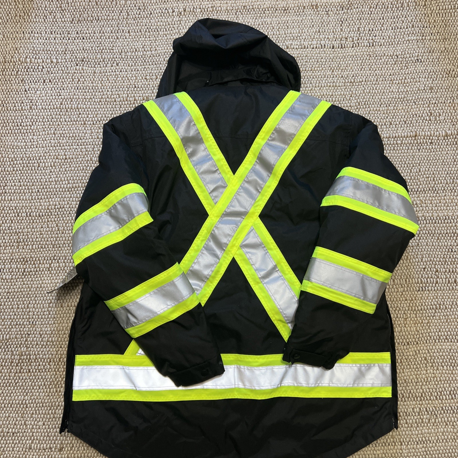 Men’s Hi-Vis 5-in-1 Safety Jacket, 300D Poly Oxford with PU Coating, Black, XLT