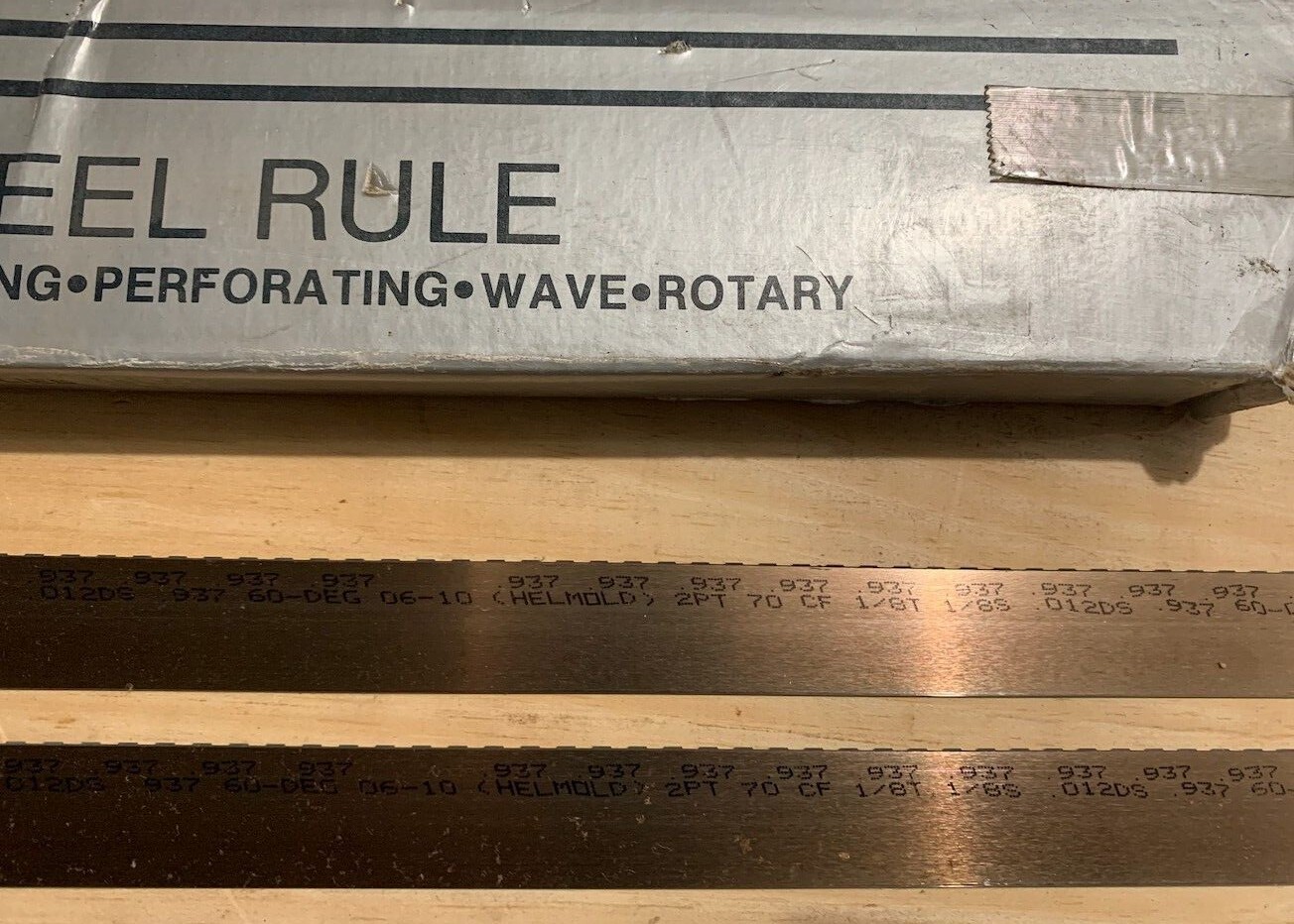 Helmold Steel Rule Die Material T1/8″ S1/8″ 60 Deg .937 30″ Lot of 5 USA NEW