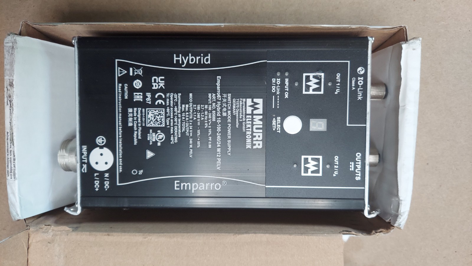 New Murr Elektronik 85688 Emparro67 Hybrid 10-100-240/24 M12 PELV Power Supply