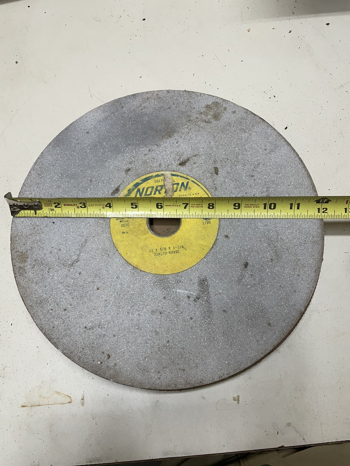 New Old Stock Norton Grinding Wheel 12”x5/8″x1 1/4″ 32A120-K8VBE