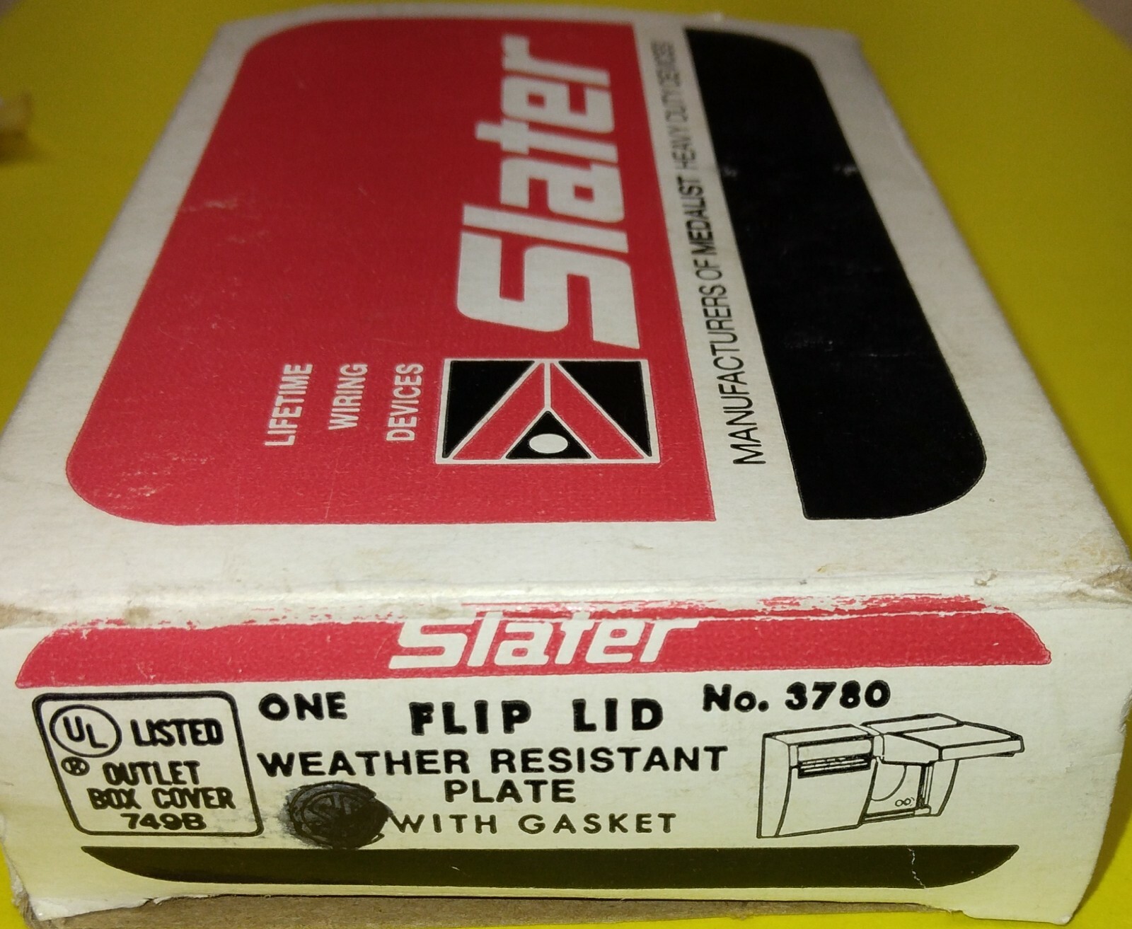 Slater Flip Lid #3780 Weather Resistant Plate With Gasket NOS