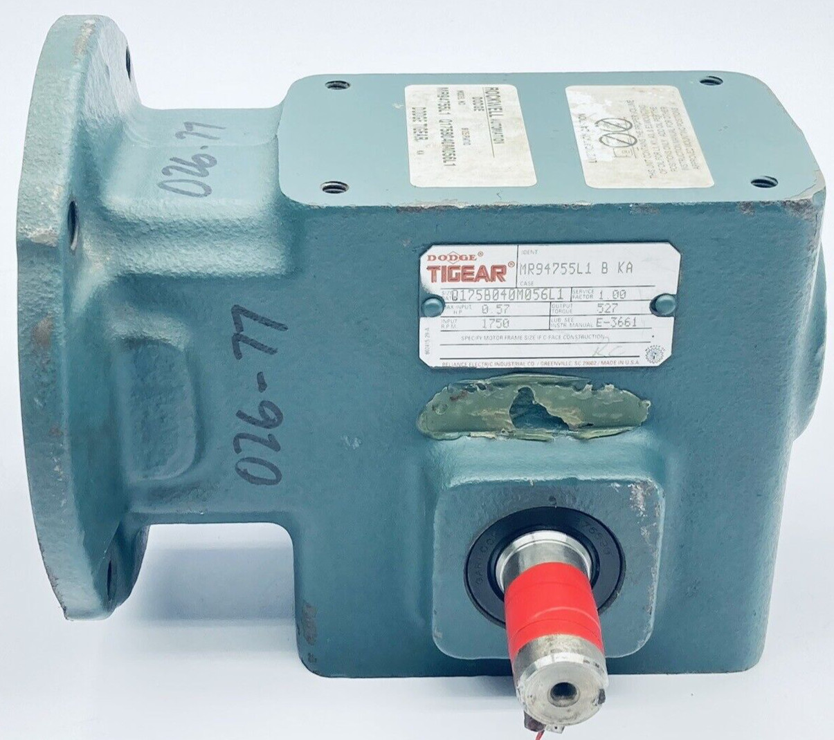 DODGE TIGEAR Q175B040M056L1 SPEED REDUCER GEARBOX .57HP 1750RPM 40:1 TORQUE-527