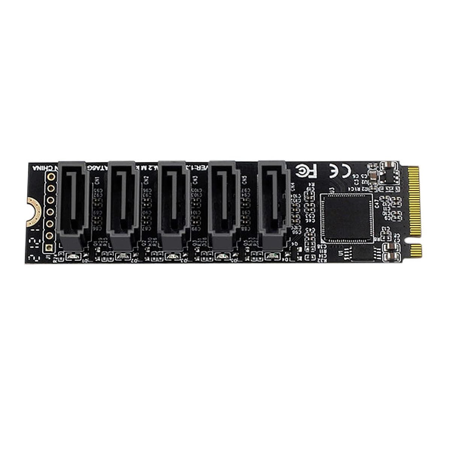 NGFF NVME M-Key PCI Express to SATA 3.0 6Gbps 5 Ports Adapter Converter Hard …