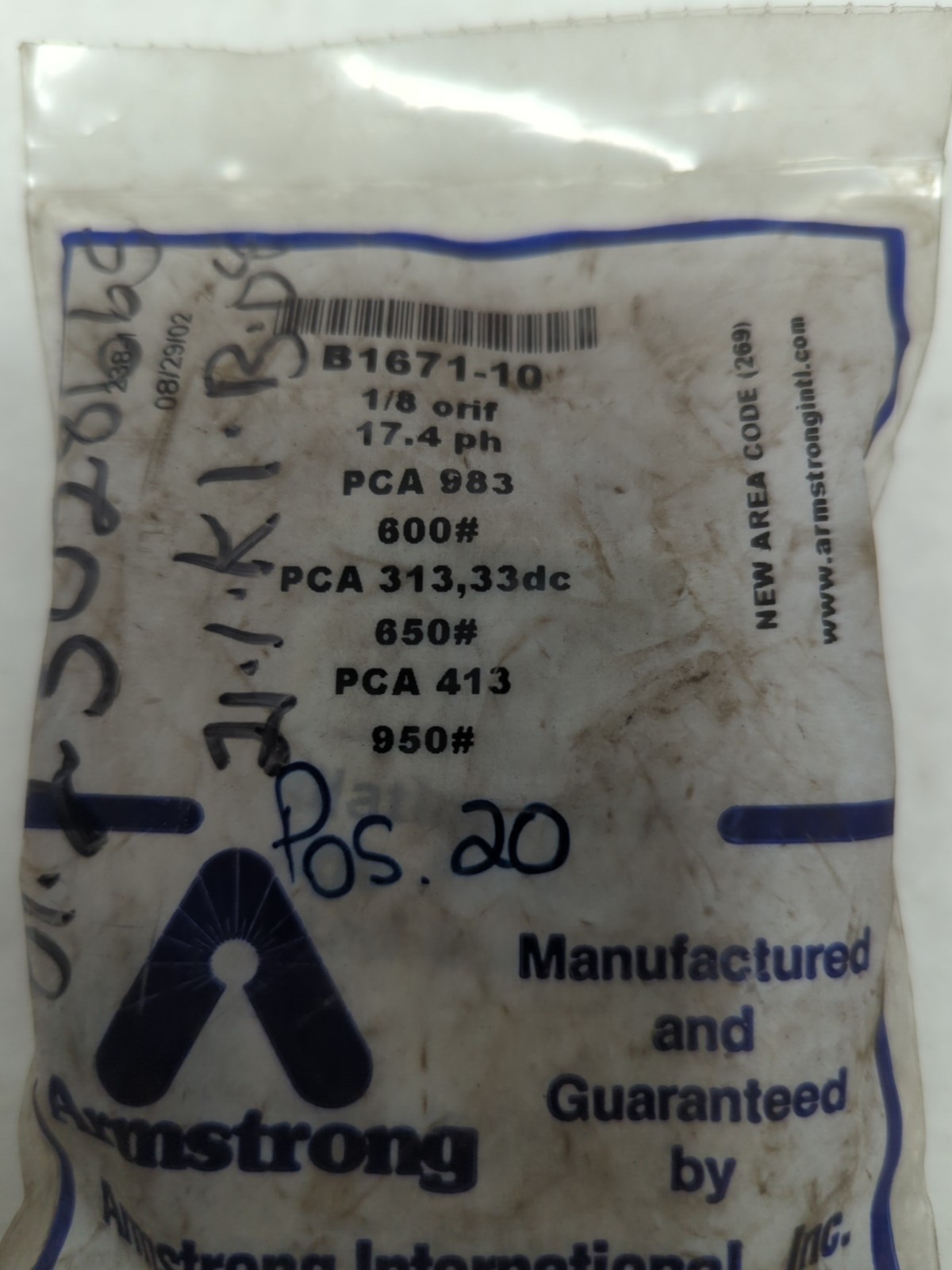 ARMSTRONG,B1671-10,1/8 ORIFICE ASSEMBLY FOR DRAIN TRAP NOS