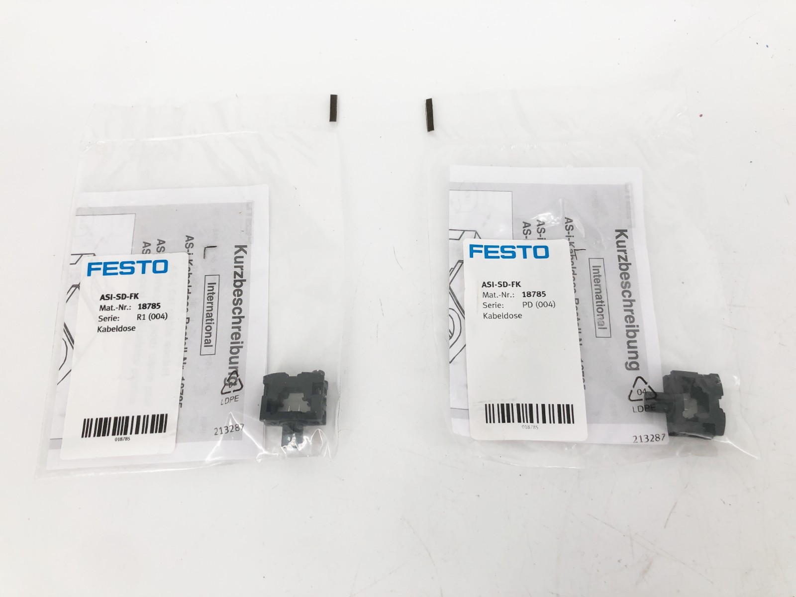 Lot of 2 New Festo ASI-SD-FK Flat Cable Sockets 18785