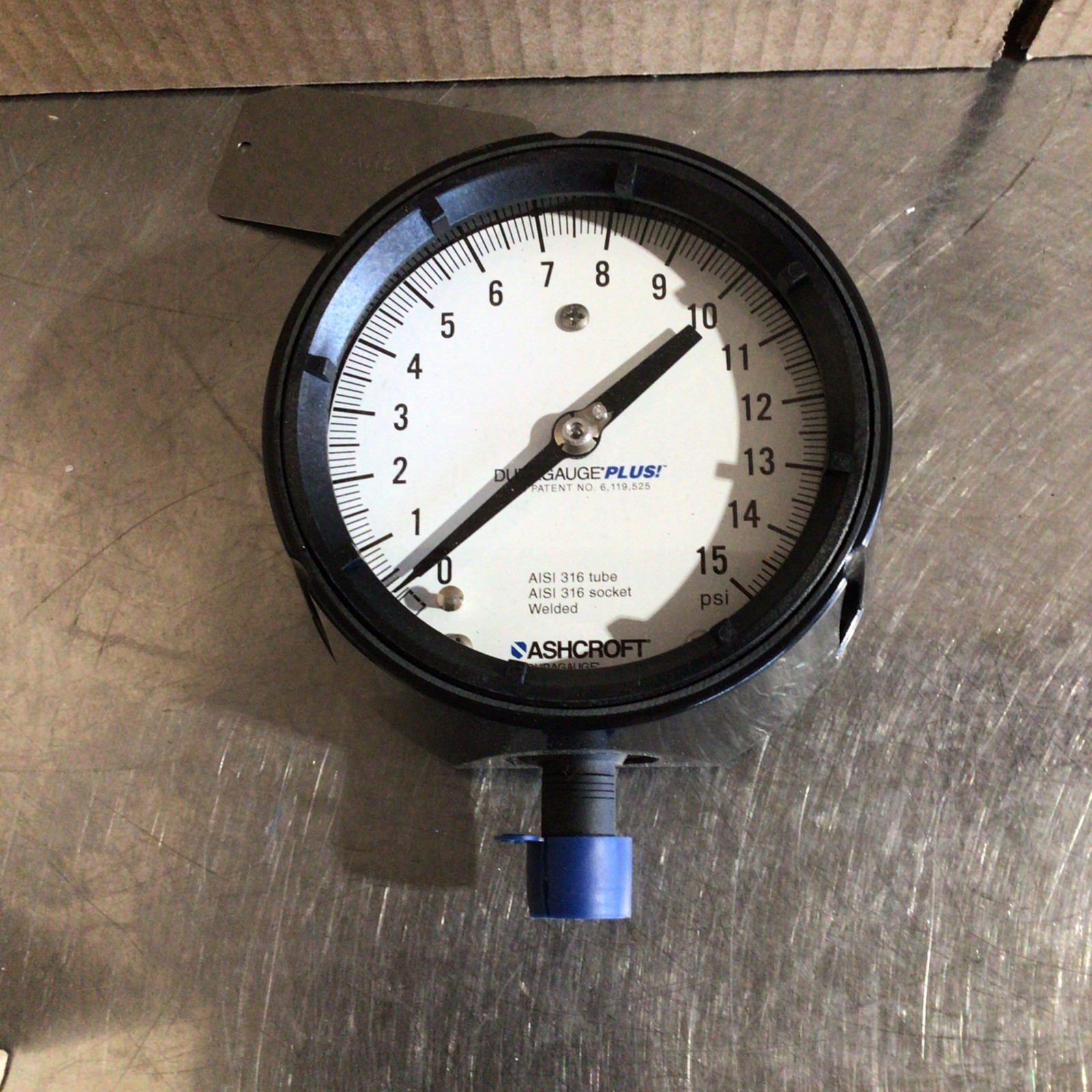 ASHCROFT 45-1279-SS-04L-15# TYPE 1279 DURAGAUGE PRESSURE GAUGE 0-15 PSI NOS