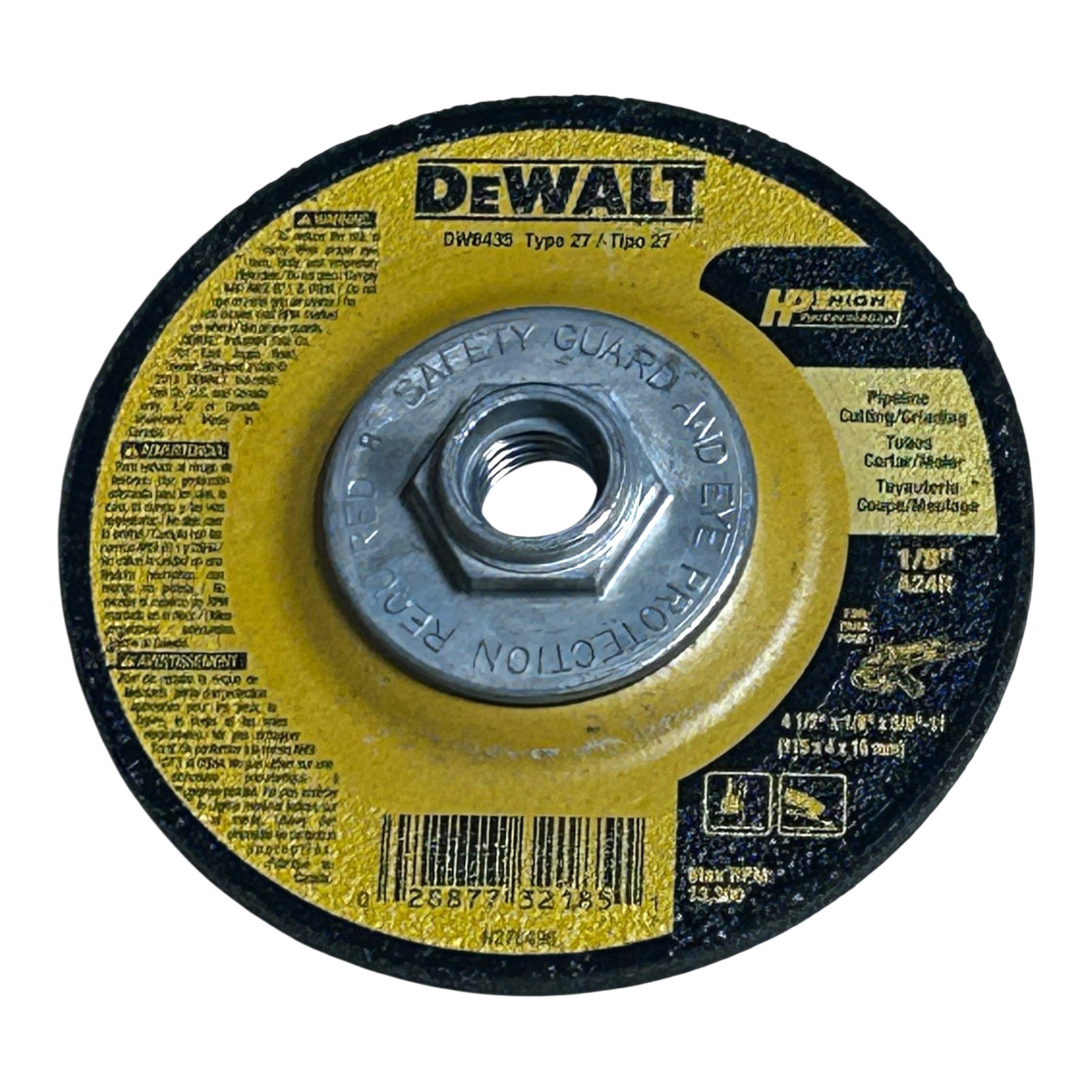 (10) DeWalt DW8435Z Metal HP 24 Grit Pipe Cutting Grinding Wheel 4-1/2″ x 1/8″