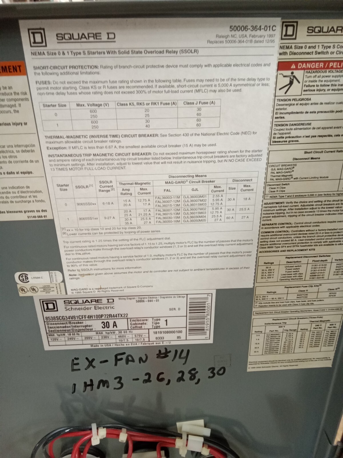SD/size 1/8538SCG34V81CFF4H100P72R44TX22 combination motor starer (PRKLT34)