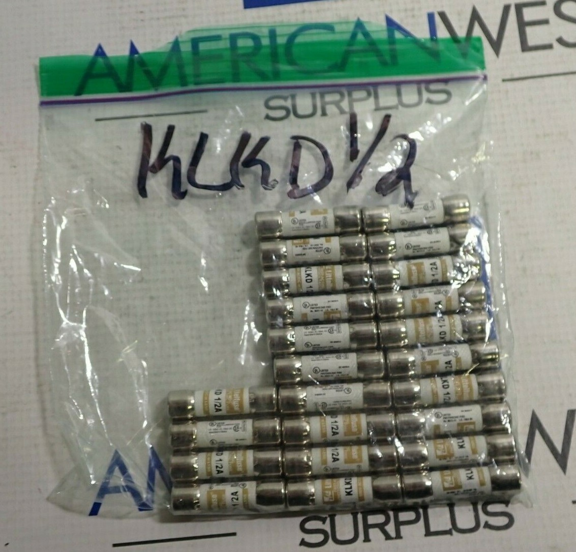 Lot of 12 Littelfuse KLKD1/2 1/2A 600VAC Fast Acting Photovoltaic Fuses