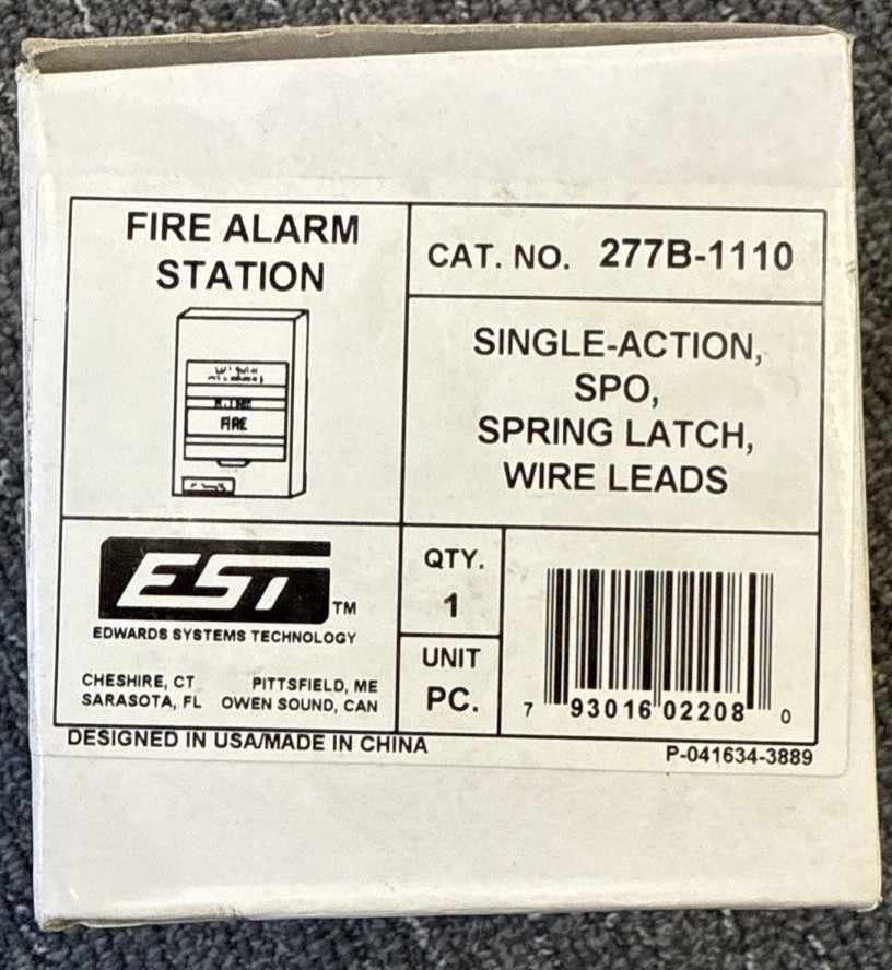 Edwards 277B-1110 Fire Alarm Pull Station, Single Action, SPO, Spring Latch