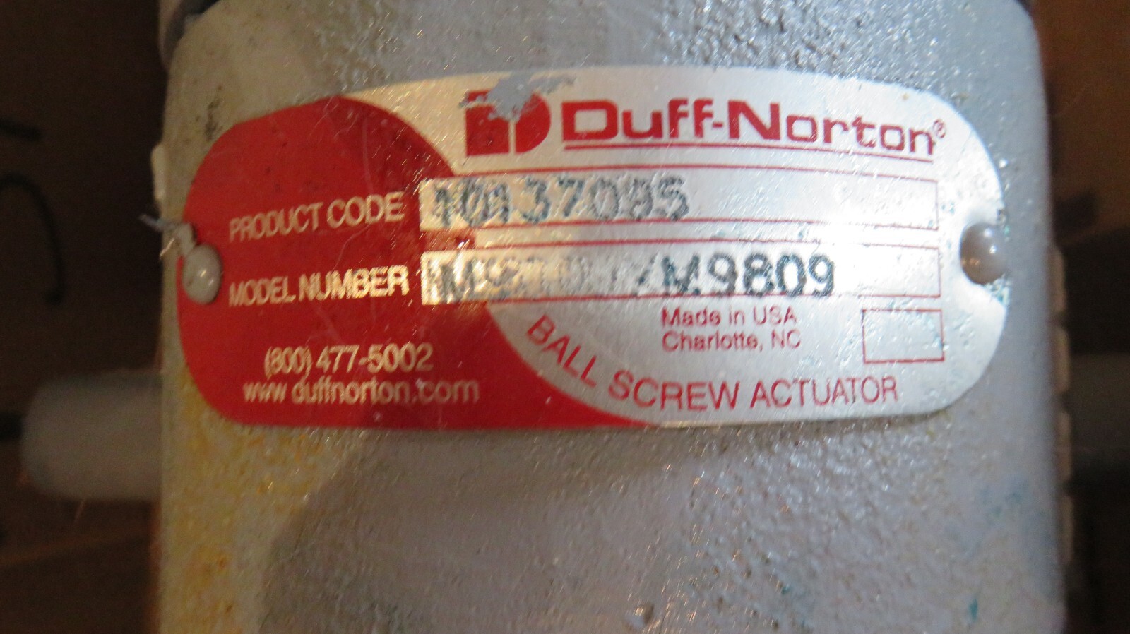 Duff Norton 10 Ton Translating Ball Screw Actuator M9810 Upright 11-1/2″ Travel