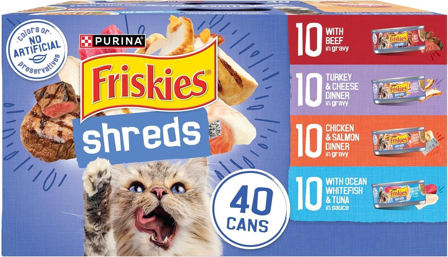 (2 pack) Purina Friskies Shreds Gravy Variety Pack, Wet Cat Food 5.5 oz 40 Pack