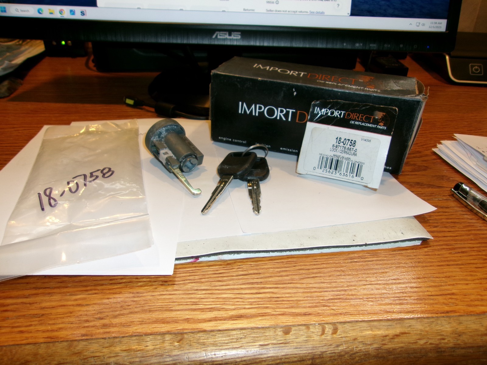 Import Direct 18-0758 Ignition Lock Cylinder~MADE IN USA