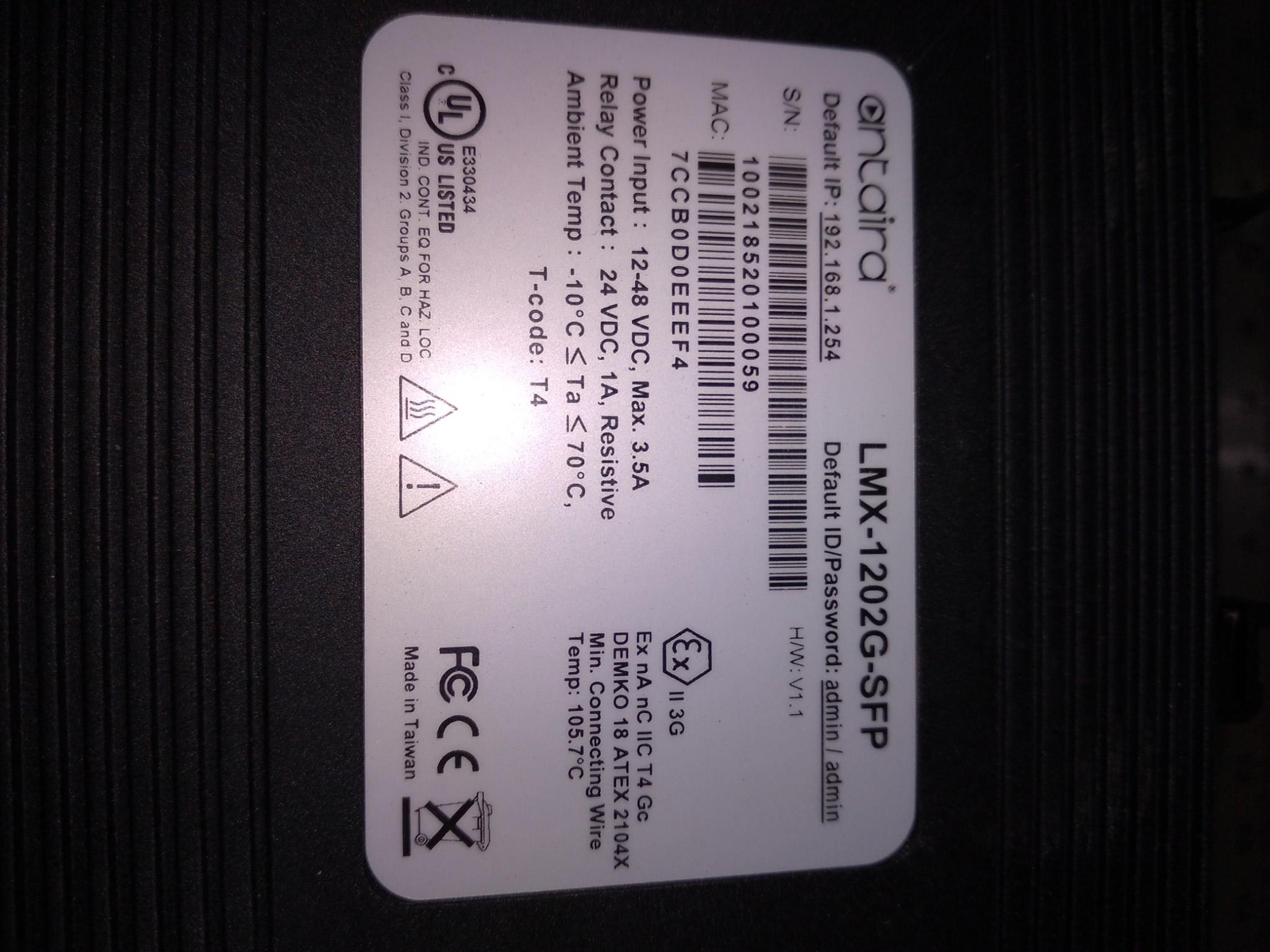 ANTAIRA LMX-1202G-SFP 12-48VDC 3.A 24VDC 1A