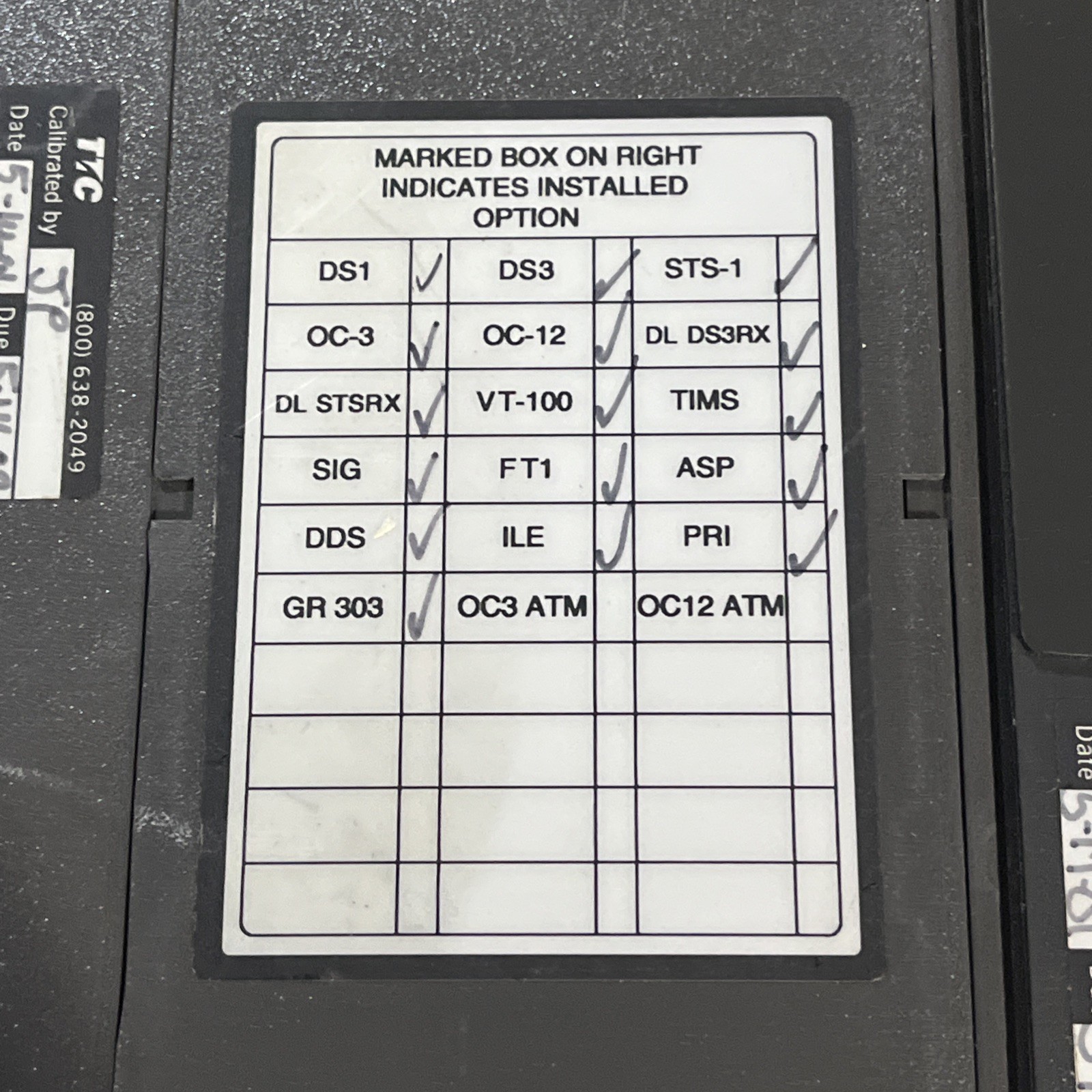 TTC ACTERNA T-BERD 2000 TEST PAD 2000C T-BERD 2310 SIG DDS FT1 ASP PRI TIMS VT-1