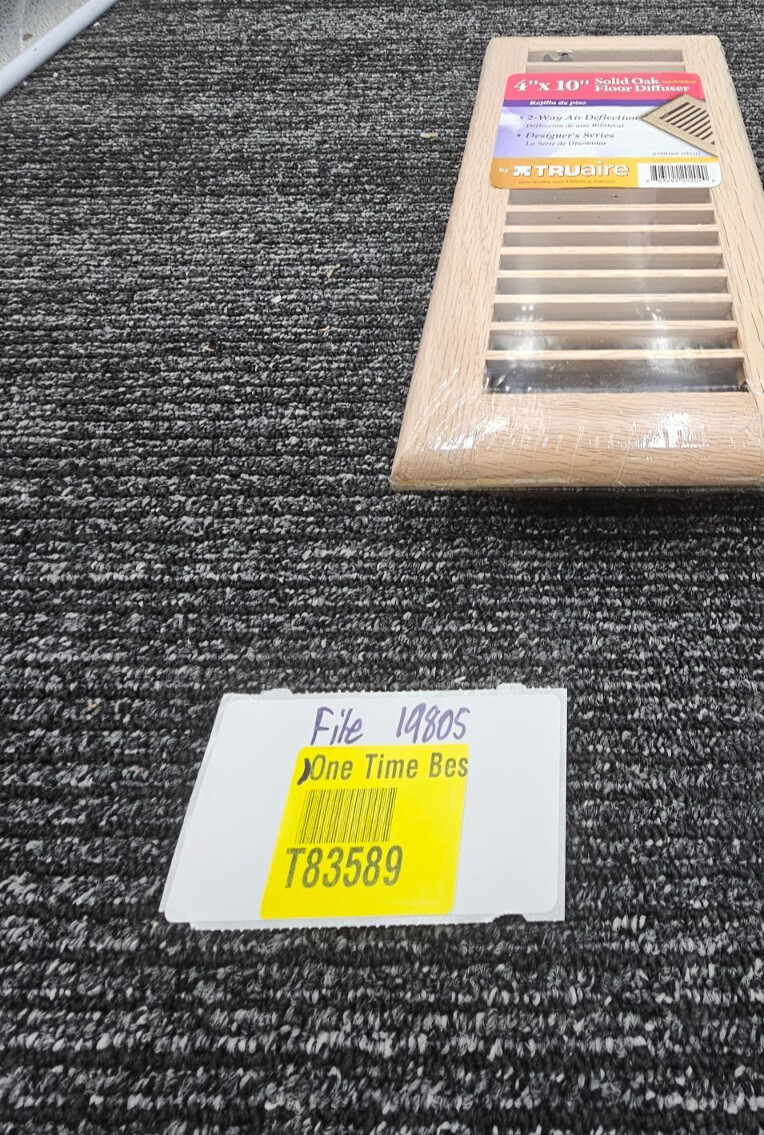 Tru Aire Soild Oak Brown Steel 2-Way Floor Diffuser 4 H x 10 W” C168-OUF 04X10