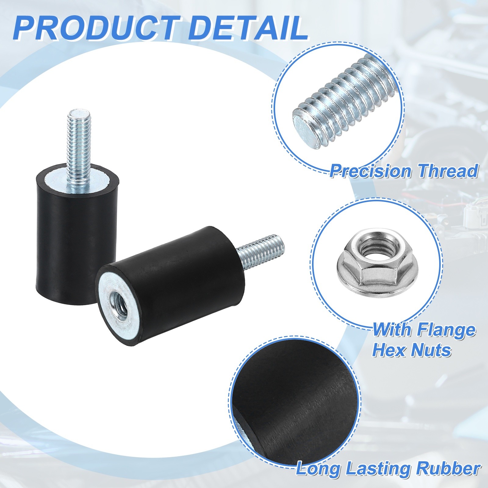 2Pcs M6x18mm Rubber Mounts, 20x30mm(DxH) Rubber Shock Absorber Mount with Nuts