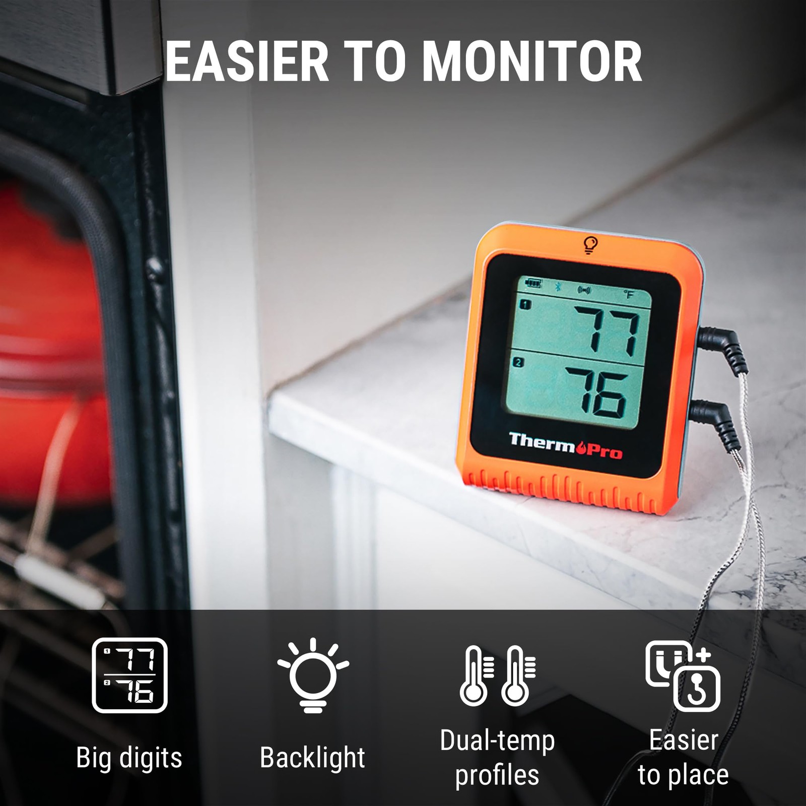 ThermoPro 650 ft Bluetooth Meat Thermometer with 2 Probes, Meat Thermometer D…