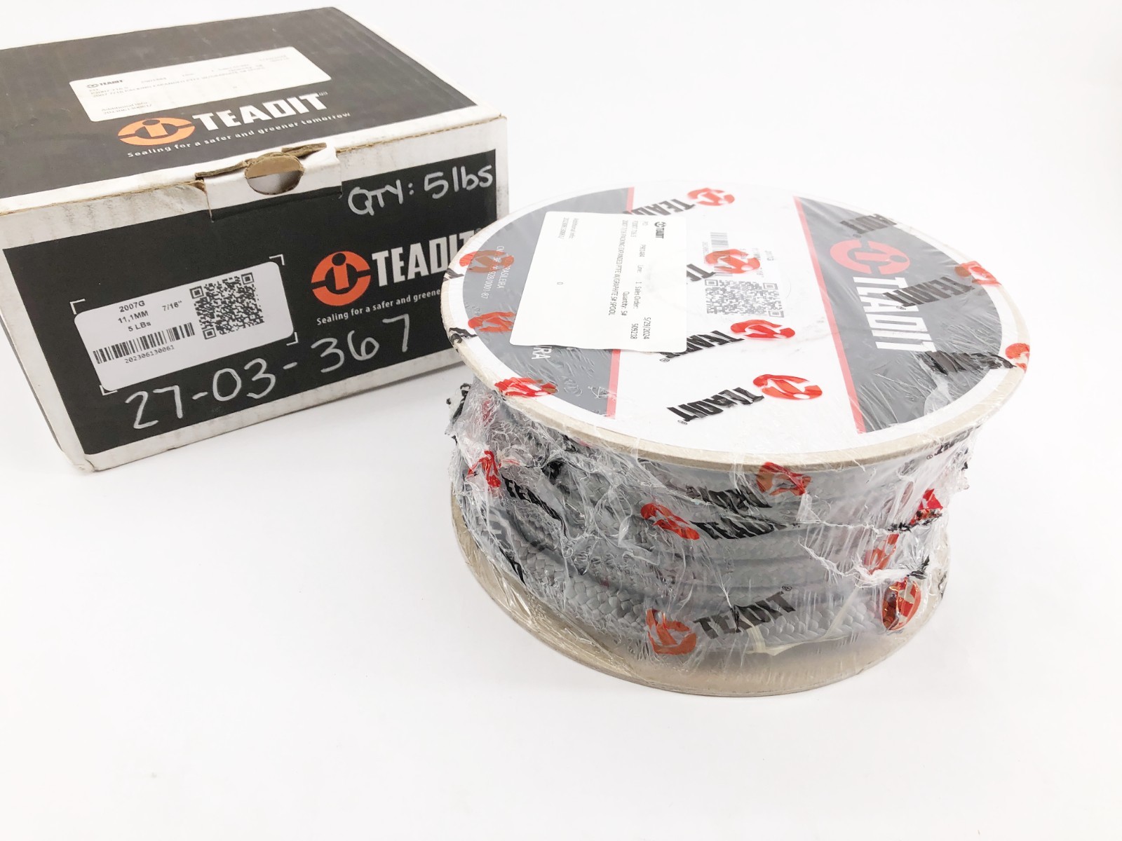 New Teadit 2007G Packing Expanded PTFE with Graphite 7/16″ 5lb Reel