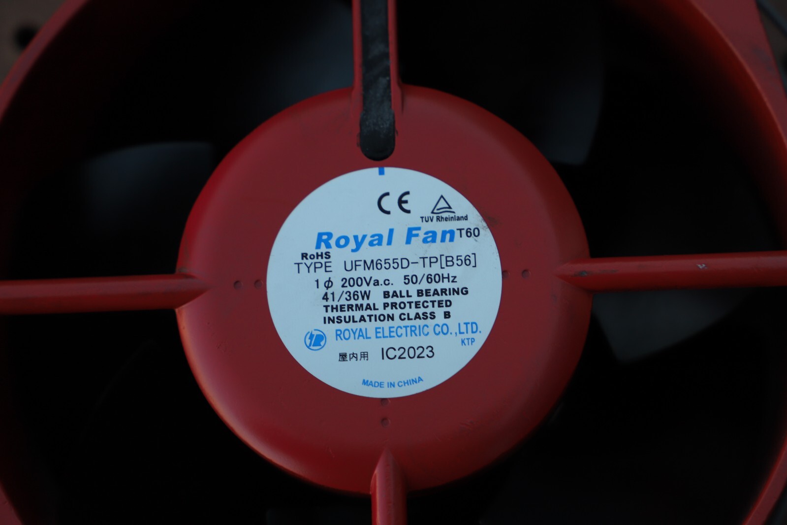 ROYAL FAN UFM655D-TP[B56] 200VAC 50/60HZ METAL COOLING FAN