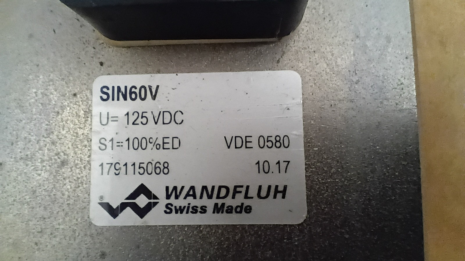 Wandfluh SIN60V U=125VDC S1=100 Solenoid Coil