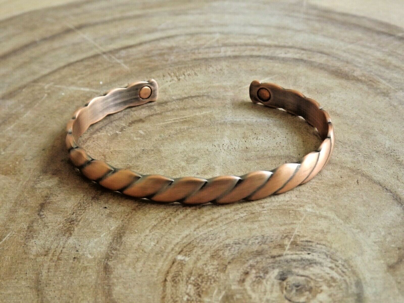 Oxidized Pure Copper Magnetic Bracelet Arthritis Energy Adjustable Cuff – Twist