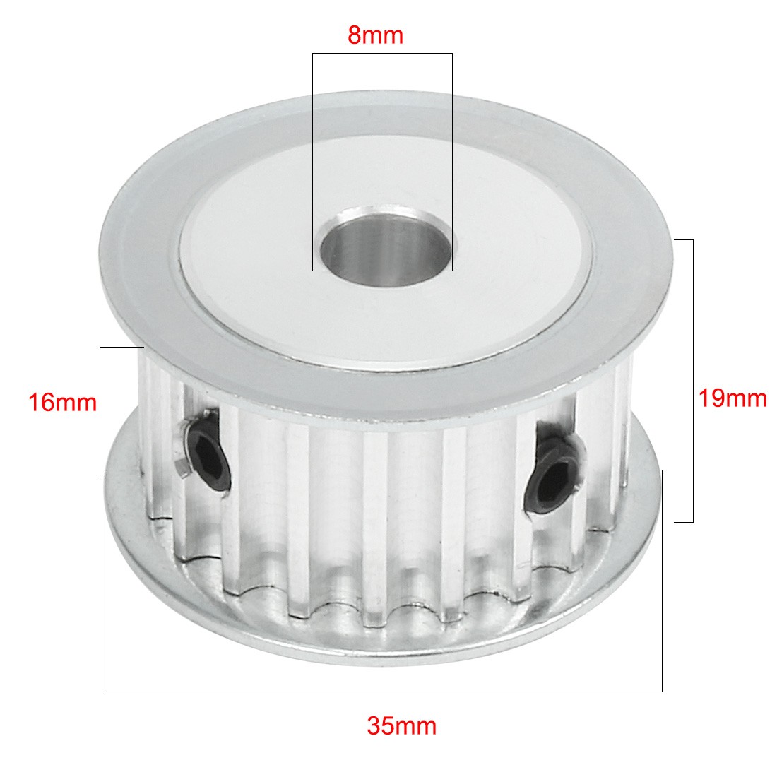 Synchronous Wheel 20 Tooth 8mm Aluminum Bore Pulley 16mm Strap Width