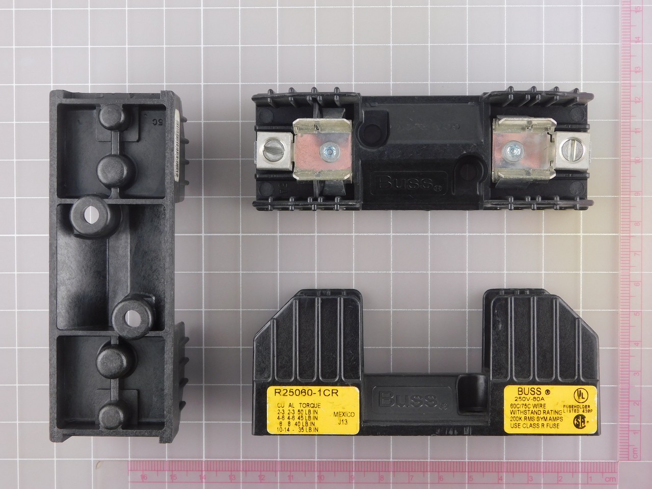 Lot of 9 BUSSMANN R25060-1CR Fuse Holder 1P 250V 60A Class R Fuseblock X130471