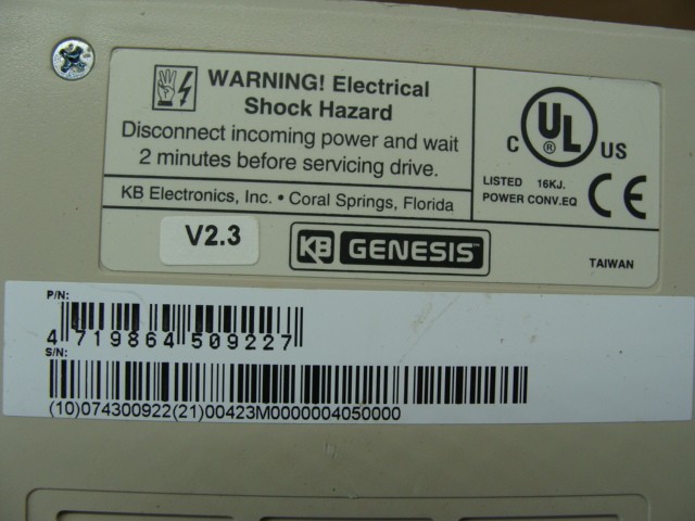 GENESIS AC DRIVE KBE2-1101-P P/N 11016 115VAC INPUT 1HP
