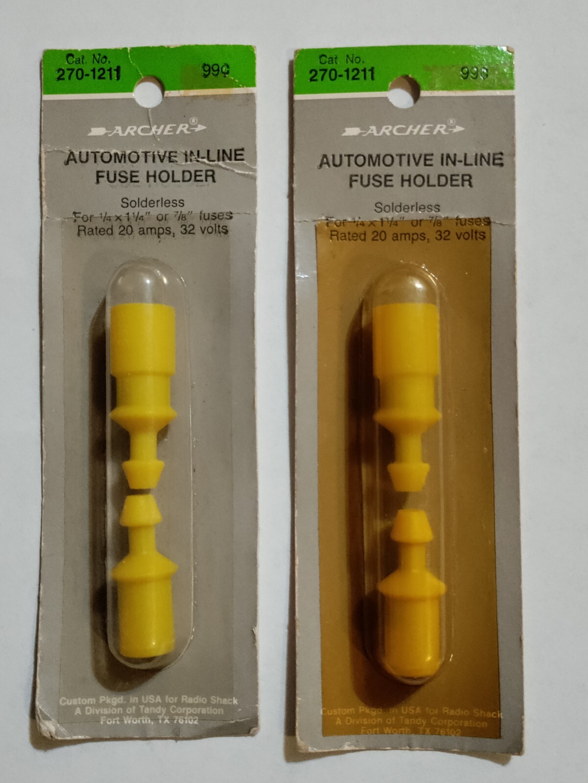 Archer Radio Shack 270-1211 Automotive In-Line Fuse Holder Solderless NOS 2 Pack