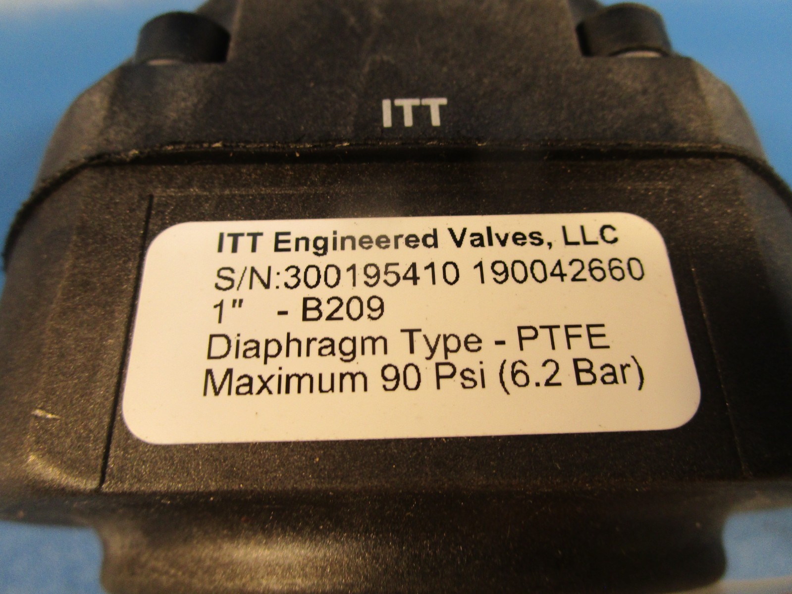 ITT B209, PURE-FLO 1” Diaphragm Valve, 90 Psi Maximum