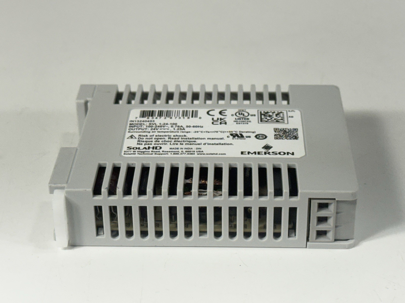 Emerson Sola HD SVL 1-24-100 Power Supply – 24V 1.25A NEC Class 2