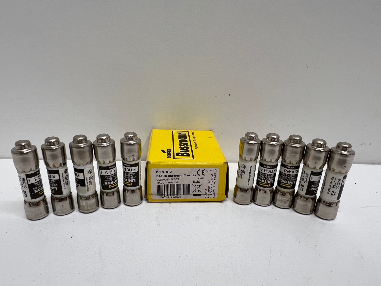 LOT OF (10) NEW IN BOX! EATON BUSSMANN 3A FAST-ACTING FUSES KTK-R-3