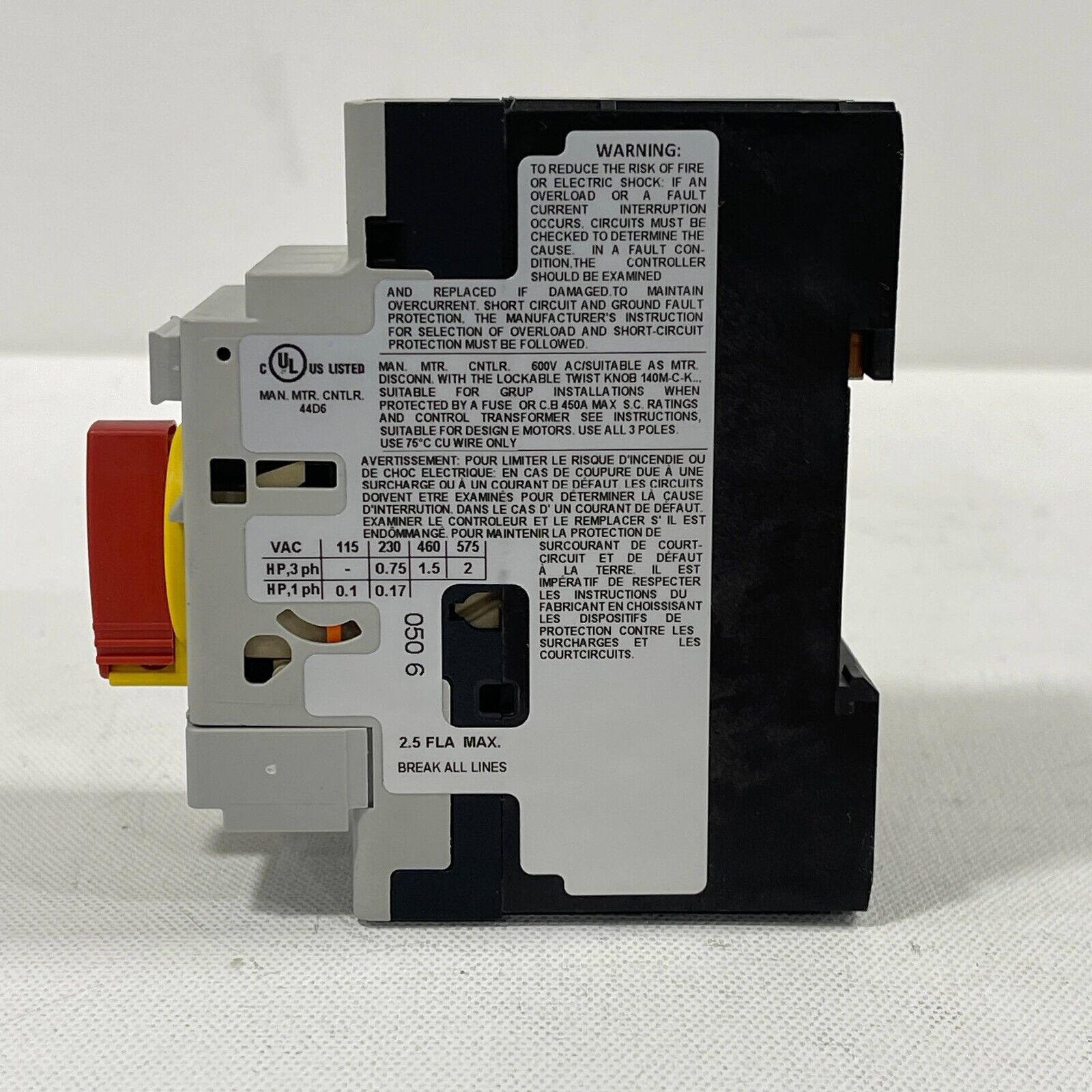 Allen Bradley 140M-D8N-B25 Circuit Breaker Motor Protection Breaker 2.5A