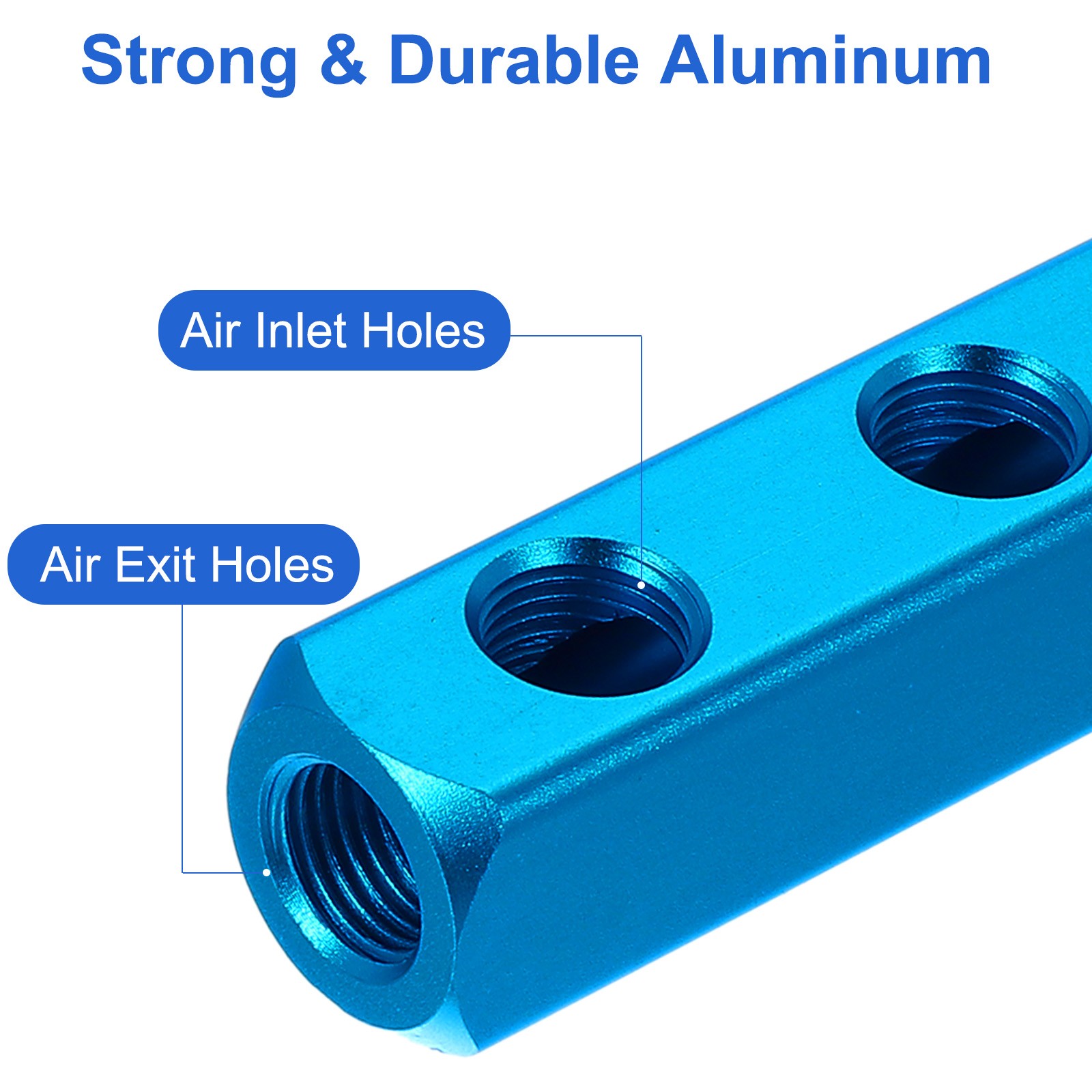 3 Way 6 Port PT 1/4″ Air Hose Inline Manifold Block Splitter, Blue