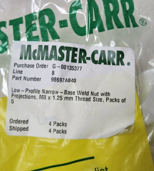 (4) 10Pack of McMaster-Carr Weld nuts #98697A840