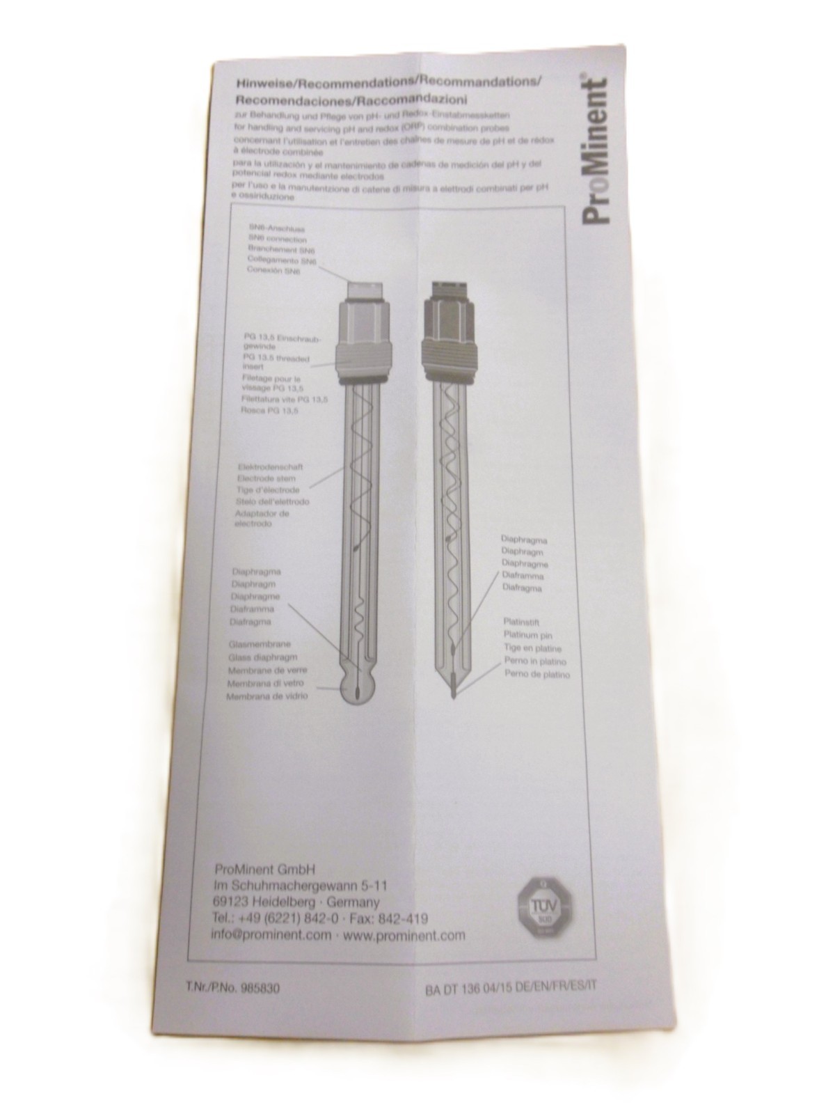 PROMINENT Dulcotest pH Probe PHES 112 SE – 150702
