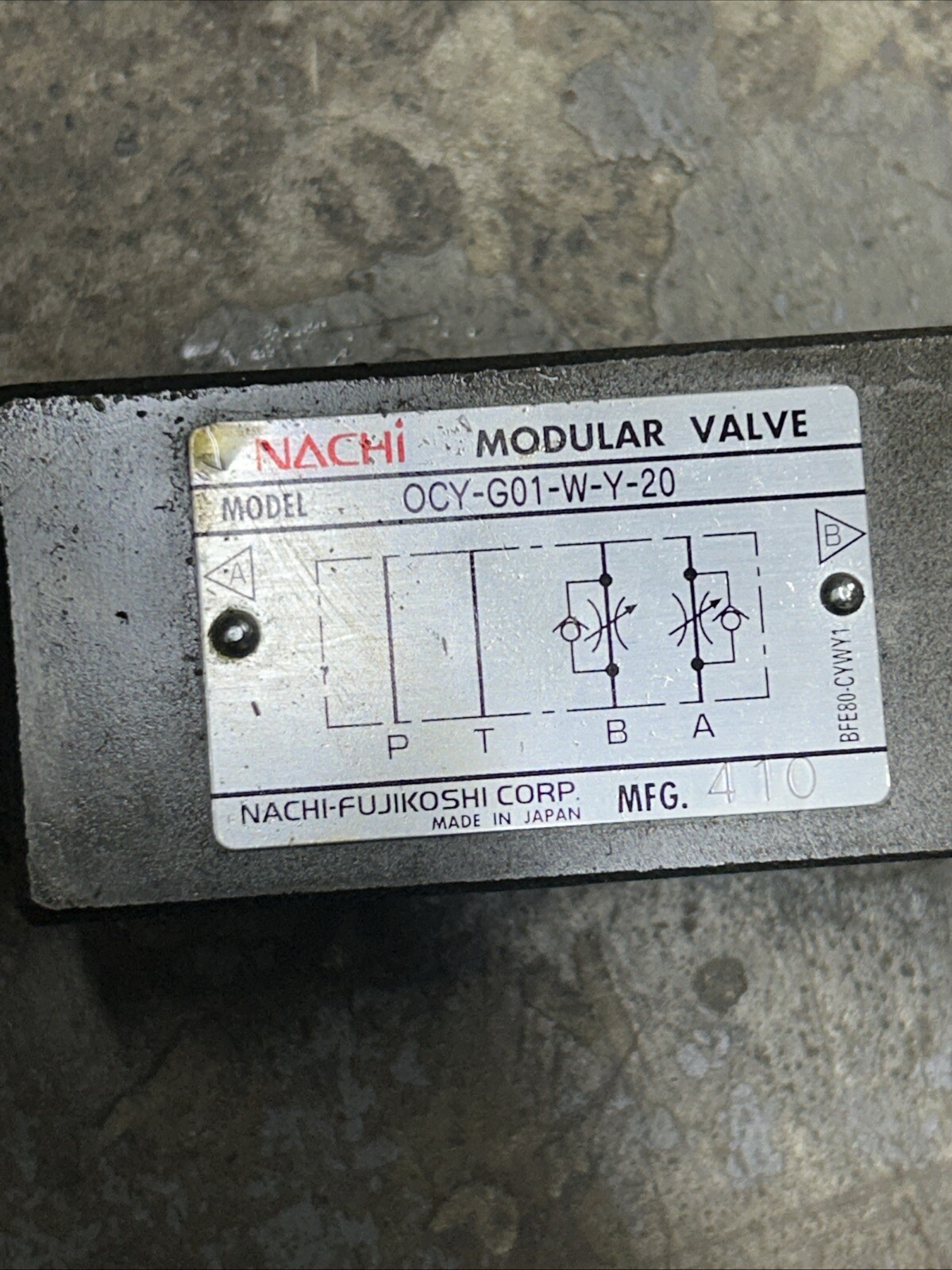 Lot Of 2 Nachi OCY-G01-W-Y-20 Modular Valve See Pics 30 Days Warranty