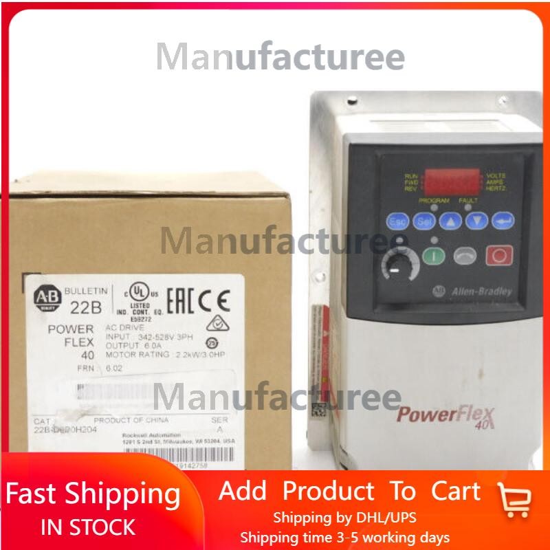 AB 22B-D6P0H204 SER. A 342-528VAC 7.5A F/W 6.02 (AS PICTURED) NUPI US Free Tax