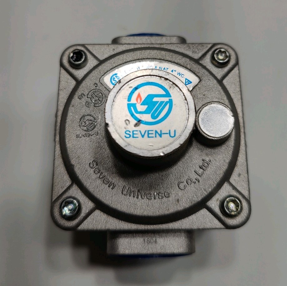 Seven-U LPG 11″ WC & Nat 4″WC 1/2 PSI (3.5kpa). 120,000BTUH Max