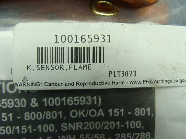 LOCHINVAR K. FLAME SENSOR PLT3023 100165931