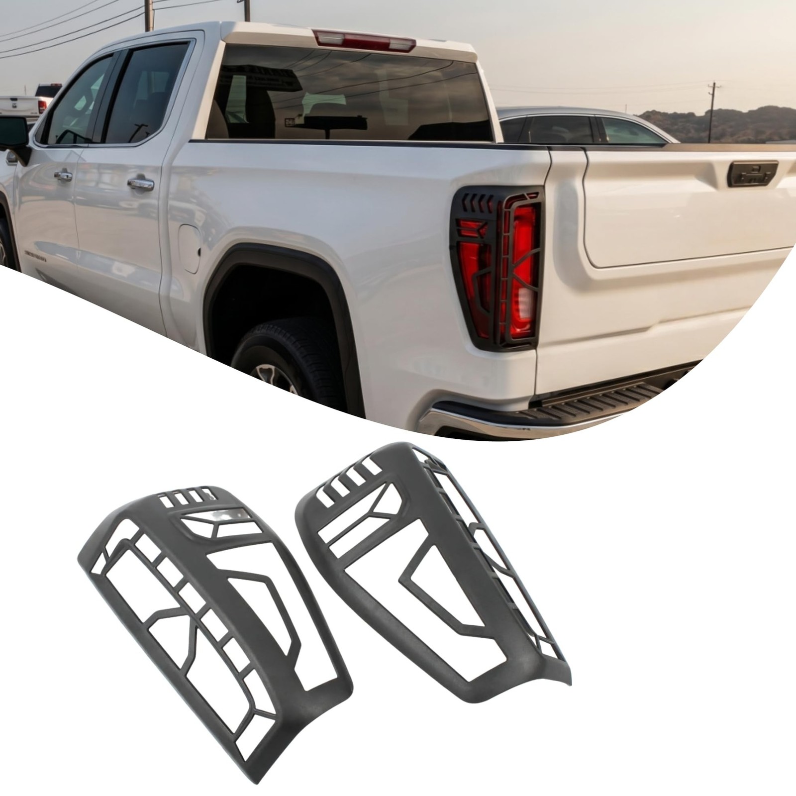 Narpes-Tail Light Rear Lamp Protective Guards Decoration Fit for GMC Sierra 1…