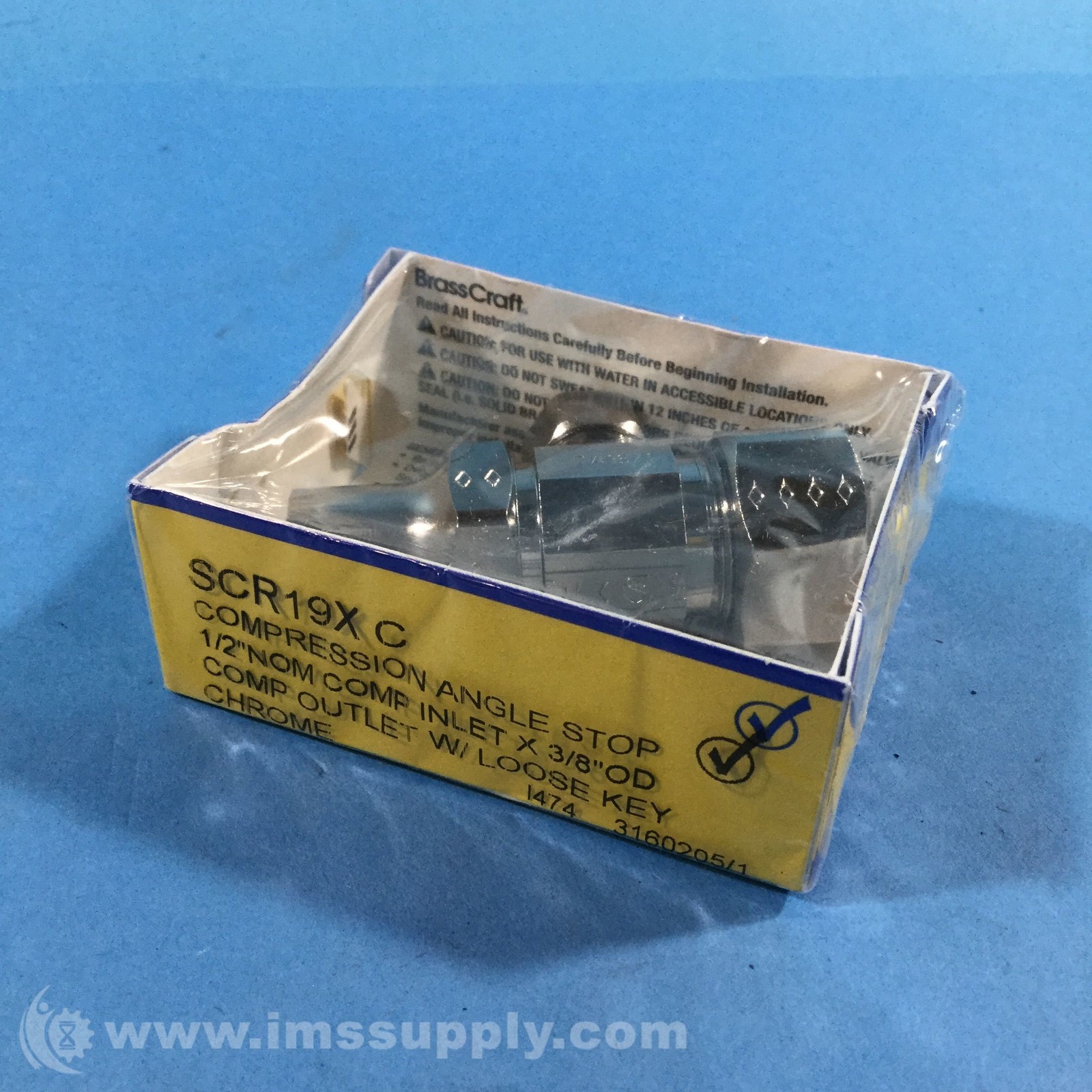 Brass Craft SCR19X-C 1/2″ x 3/8″ Angle Supply Valve, Loose Key 9888
