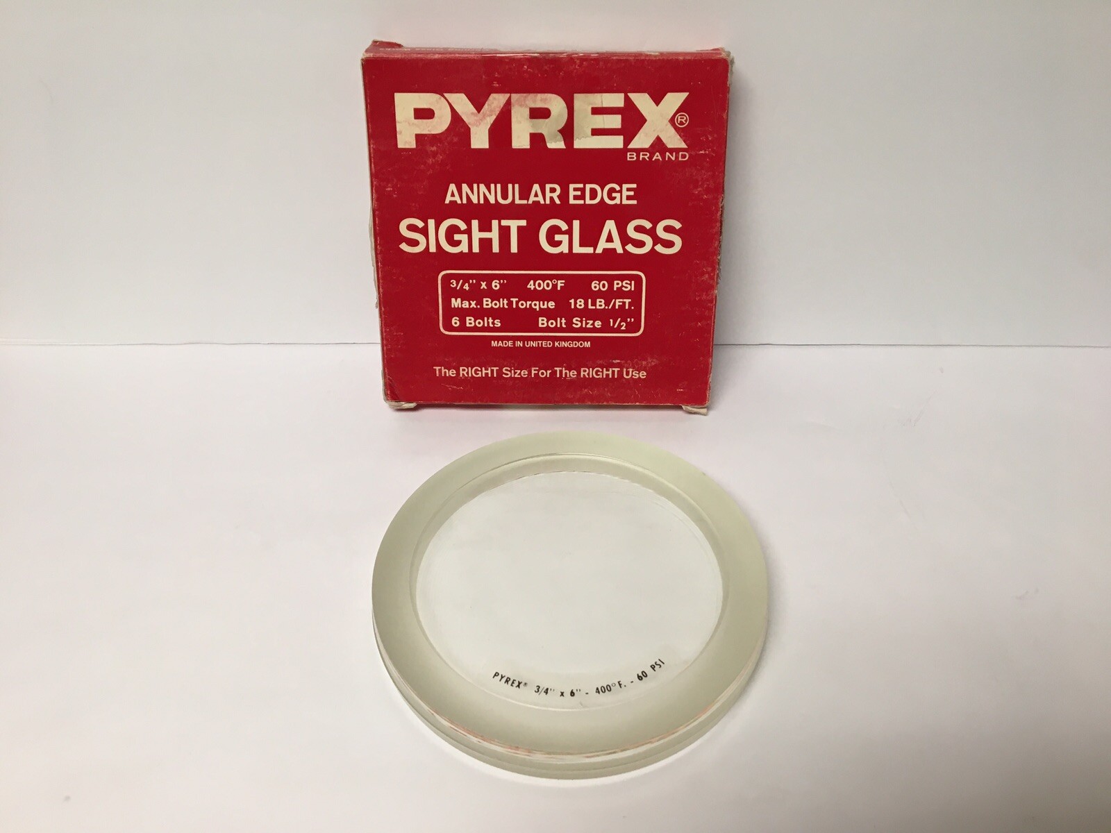 NOS PYREX 3/4″ X 6″ SIGHT GLASS 400 Degrees Fahrenheit 60 PSI