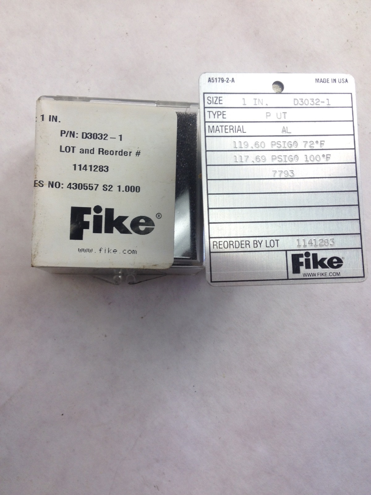 NIB! FIKE D3032-1 RUPTURE DISC 1” P-UT ALUM 2-PK FAST SHIP! (H147