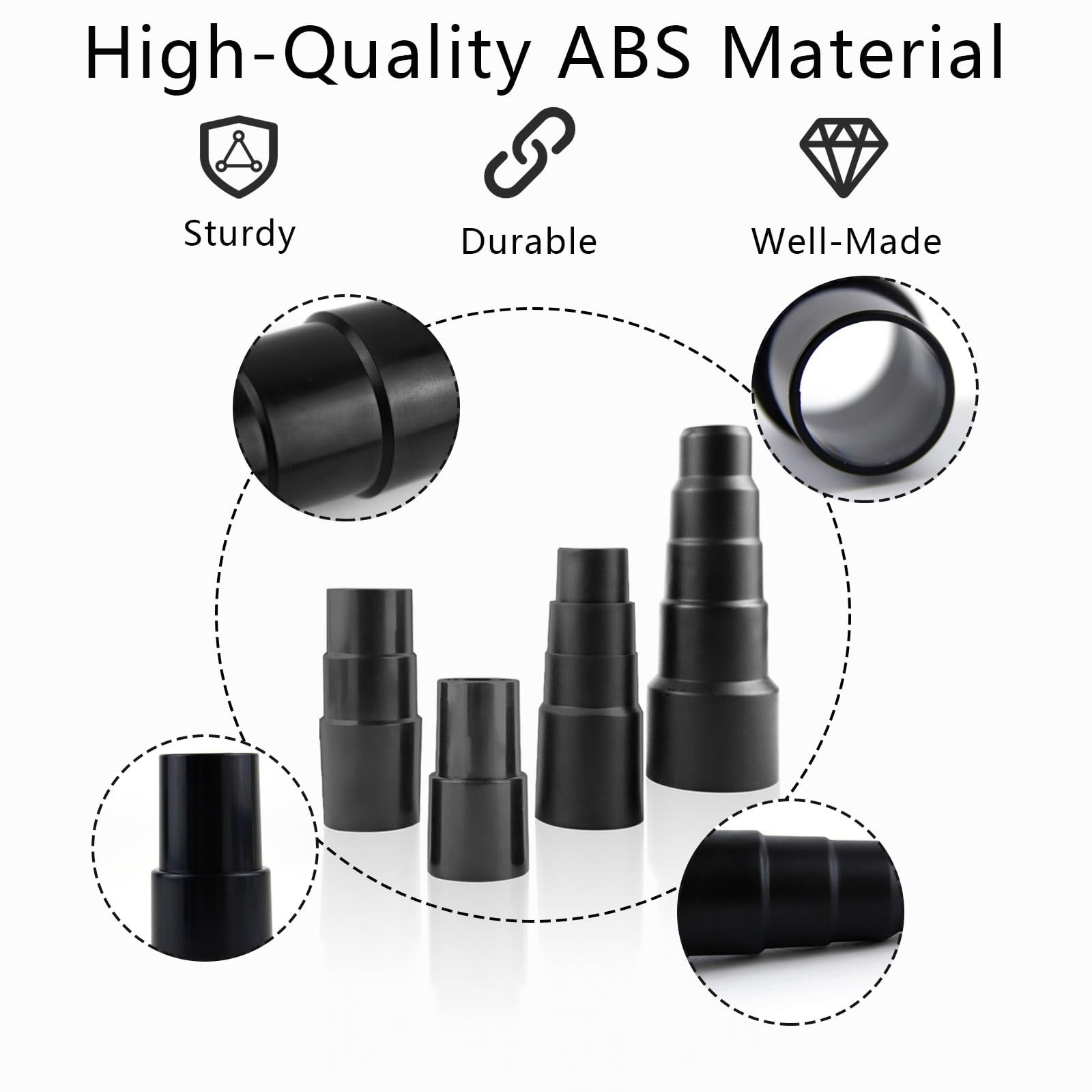 4 Pcs Vacuum Hose Adapter Kit Attachment Pool 103 x 35 mm(L*M), Black
