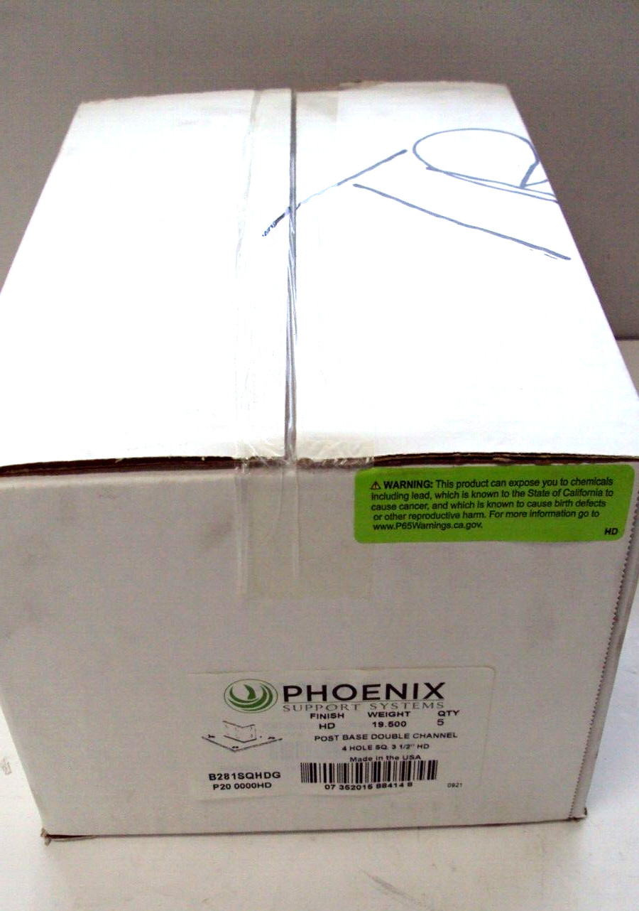 PHOENIX POST BASE DOUBLE CHANNEL P/N B281SQHDG, 4 HOLE SQ 3-1/2″ HD
