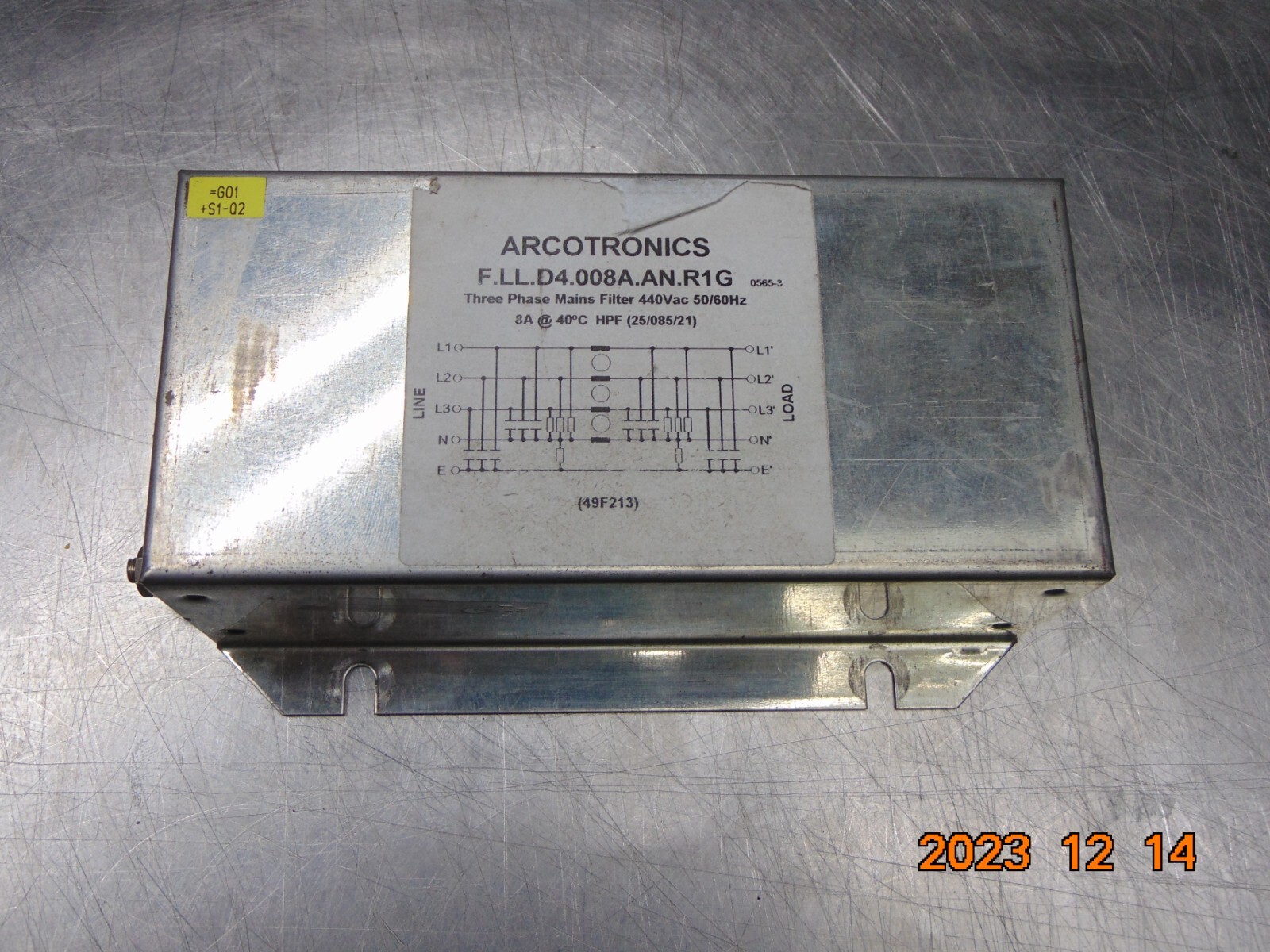 ARCOTRONICS F.LL.D4.008A.AN.R1G THREE PHASE MAINS FILTER 440VAC