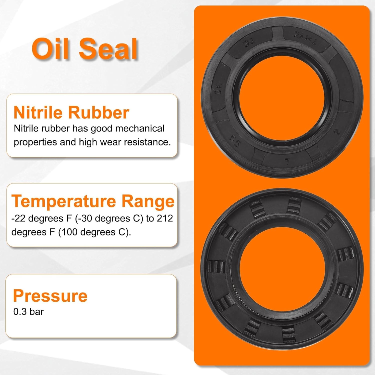 uxcell Oil Seal, TC 30mm x 55mm x 7mm Nitrile Rubber Cover x x