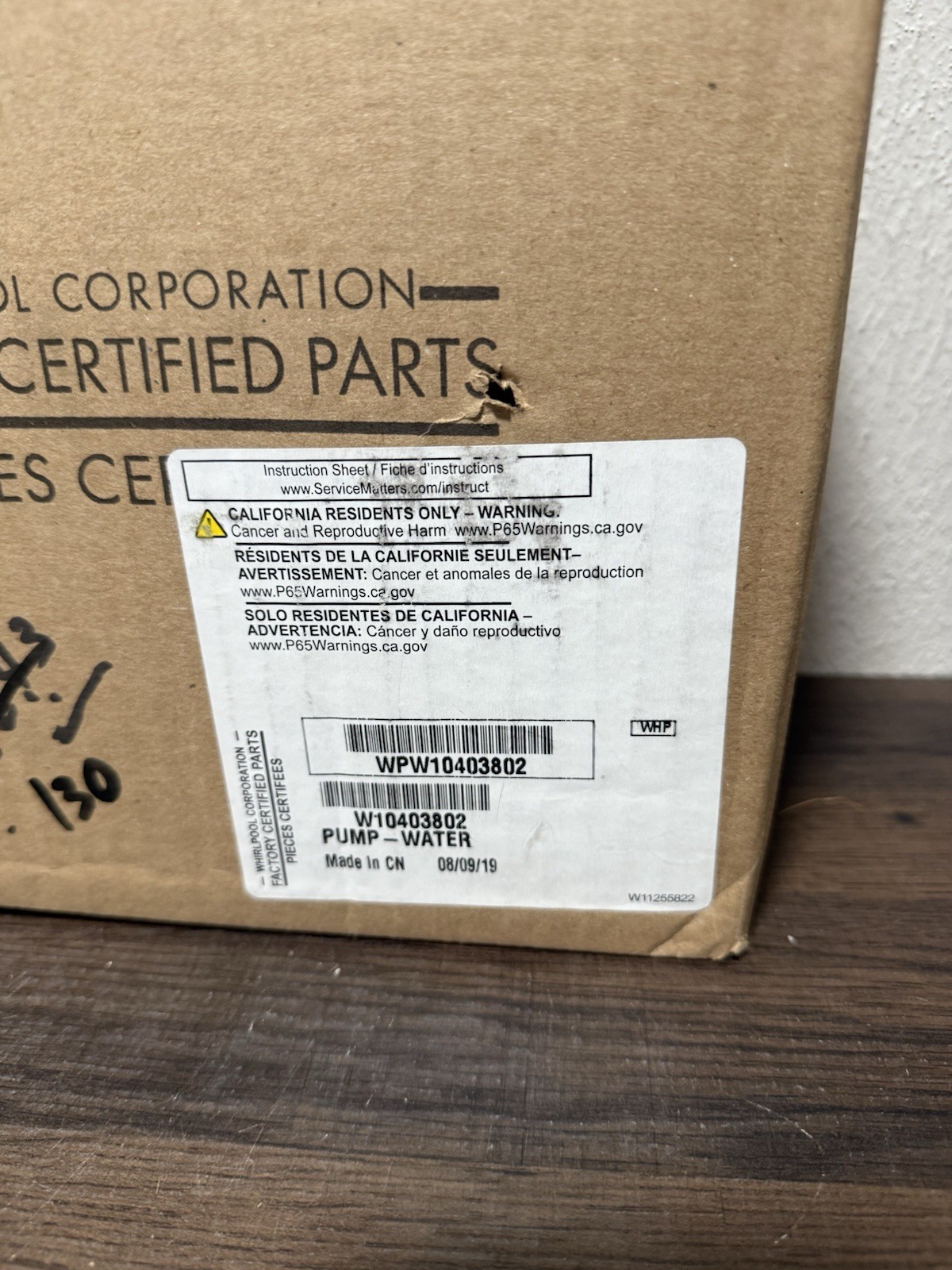 Whirlpool WPW10403802 Pump ASM Drain 1/2″ Plastic